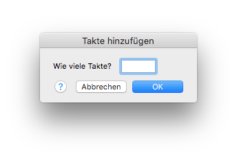 Dialogbox Takte hinzufügen